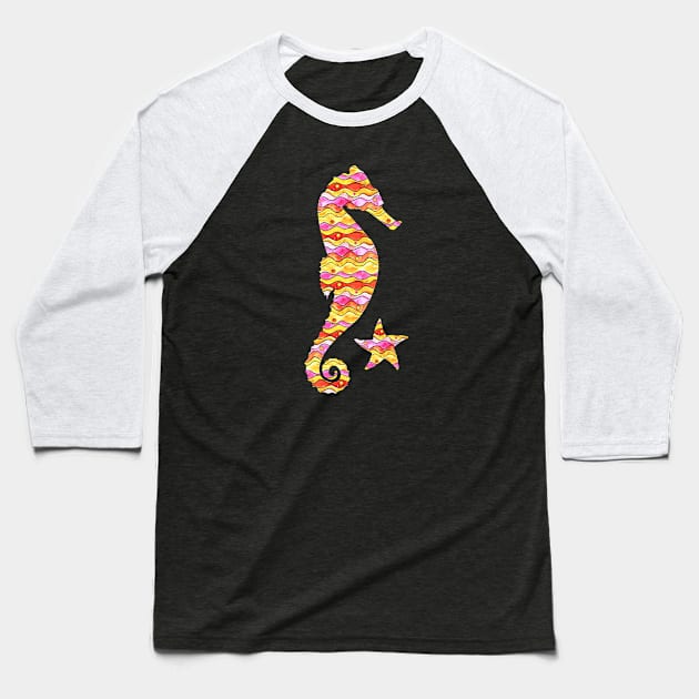 Seahorse and Starfish Baseball T-Shirt by Timone